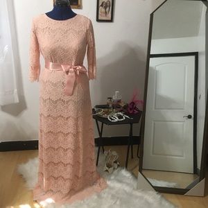 Long eyelash lace blush pink dress